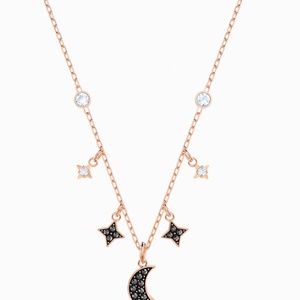 SWAROVSKI SYMBOLIC MOON NECKLACE, BLACK, ROSE-GOLD